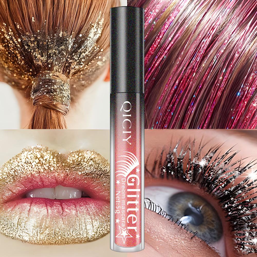 1pc Diamond Shine Waterproof Volume Curl Mascara Glitter Snow Effect,Smudge-proof Eye Makeup for All Skin Types Women Cosmetics