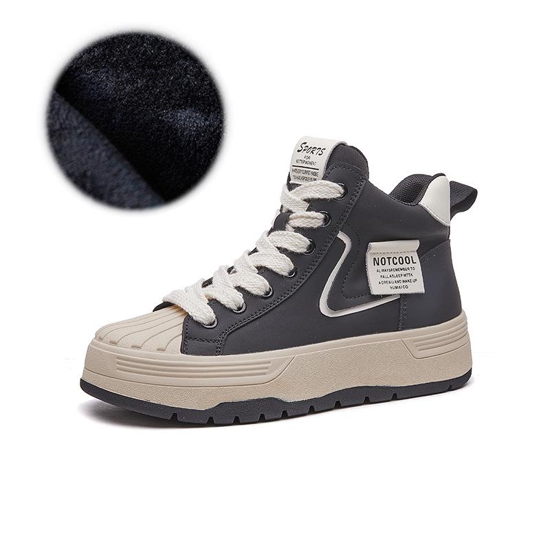 

High-top leather little white shoes for women s 2025 autumn new popular flat-bottomed Korean version of versatile platform sports shoes ins tide 40