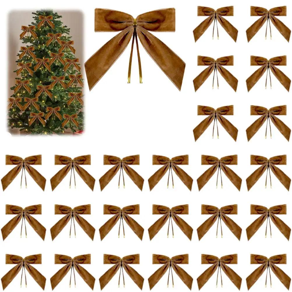 24piece Velvet Christmas Wreath Bow Decorations Festive Ornaments For Christmas Tree Hanging Christmas Party Decoration 9x9 T8U5