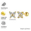 Mini Dainty White Zirconia Butterfly Stud Earrings for Women Girls,Stainless Steel Zircon Earrings,Gold Plated Exquisite Jewelry