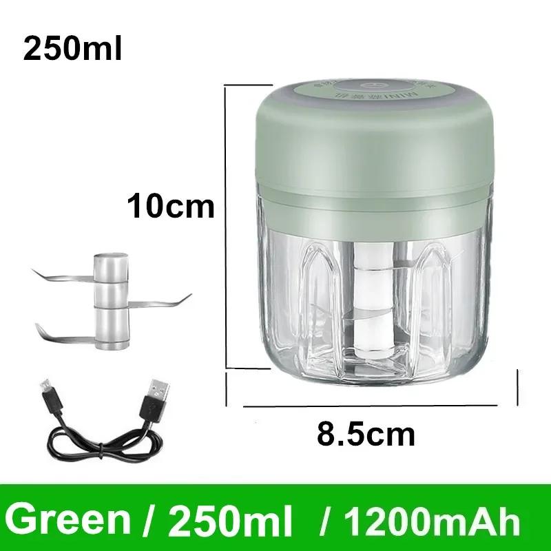 Mini USB Wireless Electric Food Chopper, Garlic Masher, Press Mincer for Vegetable, Chili and Meat, 100/250ml Kitchen Tools