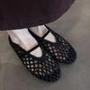 Handwoven Hollow Breathable Flat Sandals Women Summer Fashion Mesh Ballet Flats Women Comfortable Non-Slip Casual Beach Shoes