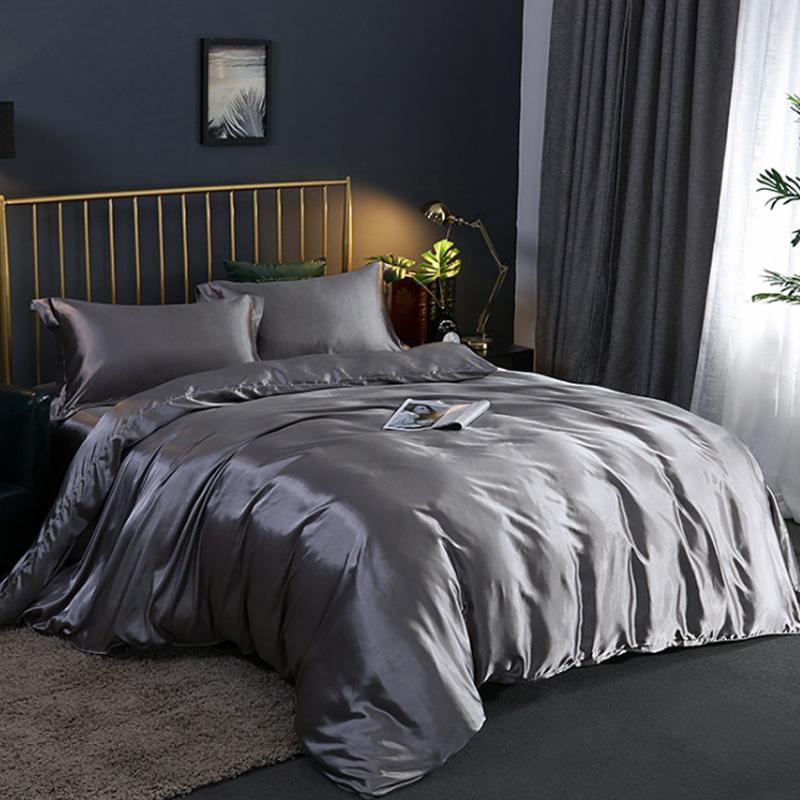 Bedding Duvet Cover Set Soft Silky Textured Comforter Cover with Corner Ties and Zipper Closure, Envelop Pillowcase