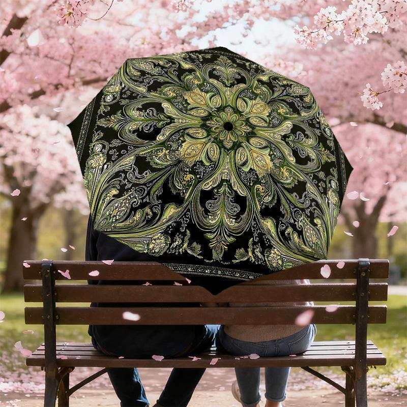 1PC Floral Pattern Umbrella-8-Rib Reinforced Portable Folding Travel Suitable for All Seasons Outdoor Daily Use Is an Ideal Choice -K0344