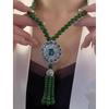 New Chinese Style Retro Versatile Necklace Jewelry Clothing Pendant Green Crystal Pendant
