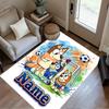 Bluey's Soccer Fun Customizable Name Carpet Design for Outdoor Balcony Hallway Decorate room Anti-slip Rug Anime Office Decor