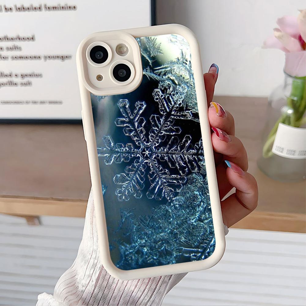 Winter Snowflake Mobile Cell Phone Case for iPhone 17 16 15 14 13 12 11 Air Pro Max Plus Thicken TPU Colorful Cover Luxury Cover