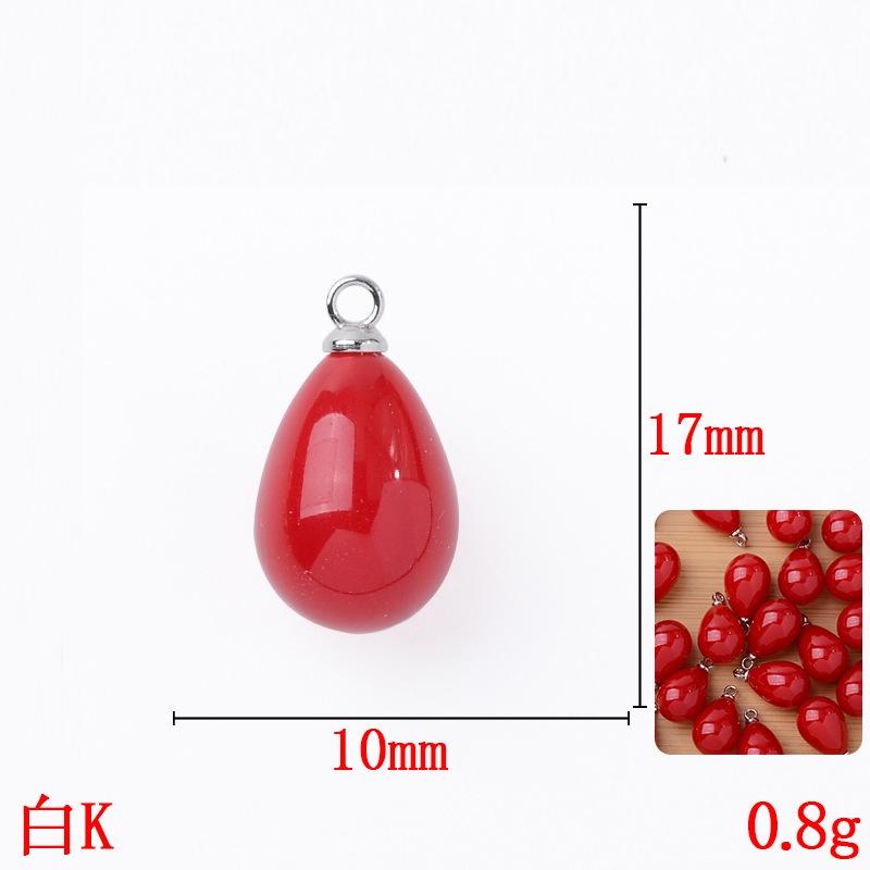 10 PCS Metal Alloy Resin Red Water Drop Pendant Charms DIY Earrings Bracelet Hair Accessories Tassel Jewelry Accessories White K Color