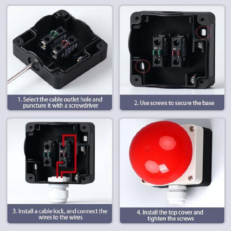 Emergency Stop Button Switches Sphericals Mushroom Head Resetting Designs for Enhances Safety In Industrial Setting
