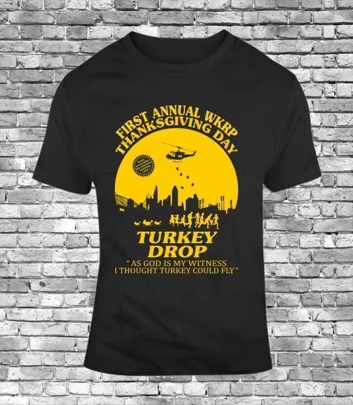 Thanksgiving Funny Gift First Annual WKRP in Cincinnati Turkey Drop T-Shirt 4XL
