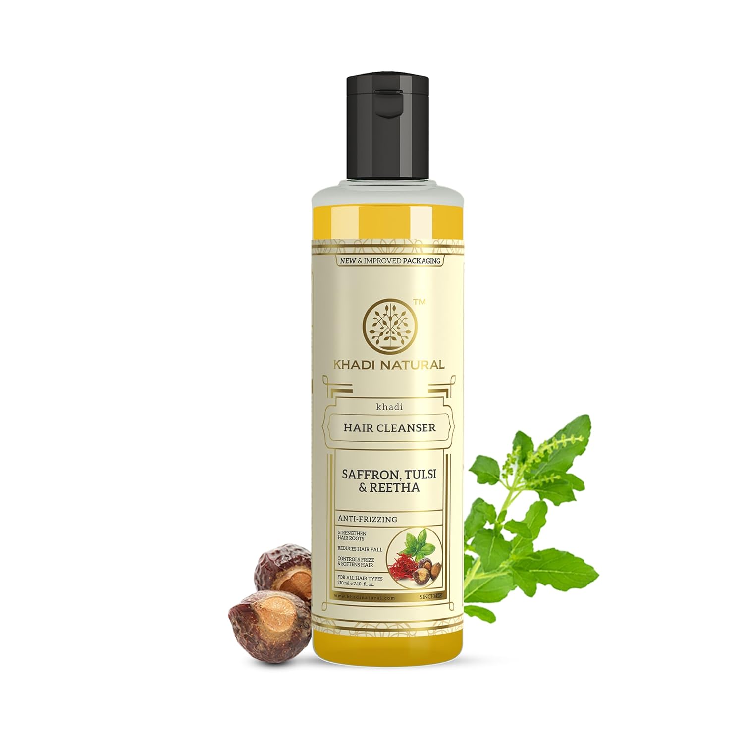 

Khadi Natural Saffron Tulsi Reetha Hair Cleanser 210 ml Pack of 1 | Dandruff-Free, Volumizing, Strengthens Roots