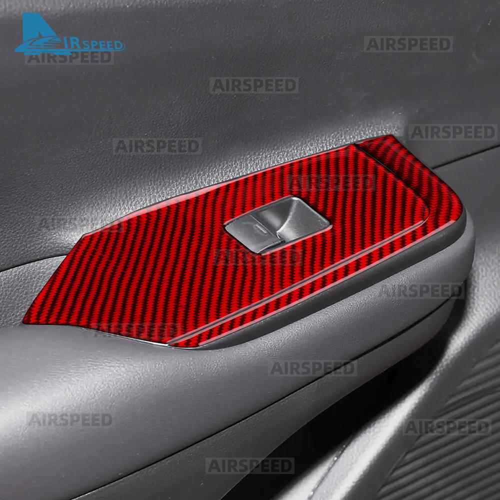Sticker For Toyota Prius 60 Series 2023 2024 2025 LHD RHD Real Soft Carbon Fiber Car Window Lift Button Panel Trim Accessories