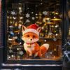 Removable Holiday Glass Stickers Christmas Cute Fox Static Window Clings Santa Hat Snowflake Gift Tree Pattern Decal Decals Self-Adhesive Winter for