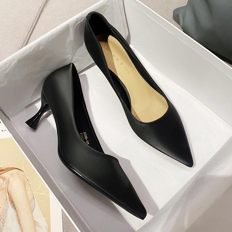 

Туфли на высоком каблуке, туфли-лодочки на низком каблуке, туфли-лодочки с острым носком, туфли-стилеты, темпераментные, туфли для музы, элегантные женские туфли G6288-105 39 чёрный