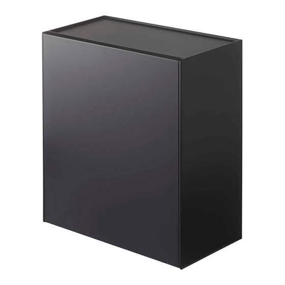 Yamazaki Jitsugyo (Gypsum Board Tweezers and Wood Screws Included) Wall Toilet Pot & Storage Case Black Approx. W20.5XD12.2XH24cm Tower Flap Type