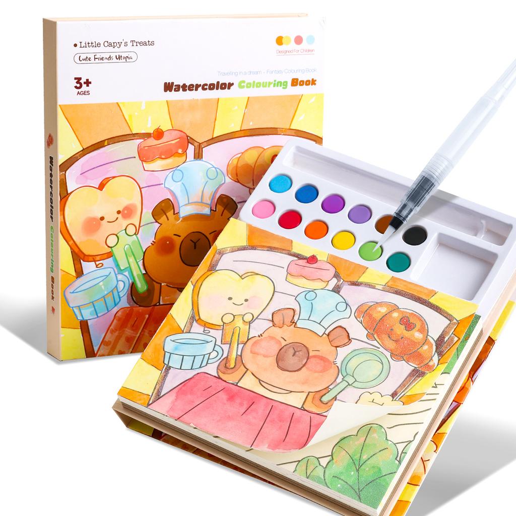 Coloring Book Water Drawing Brush Paint Kit Kid's Watercolor Gouache Graffiti Sticky Notes Coloring DIY Paints Painting Set
