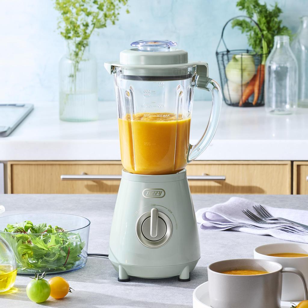 Toffy K-HBD2 Heat-Resistant Blender, Ice, Boiling Water (up to 120°C), Glass Jar, Smoothies, Soups, Dishwasher Safe, Two-Level Adjustment, Smoky Leaf