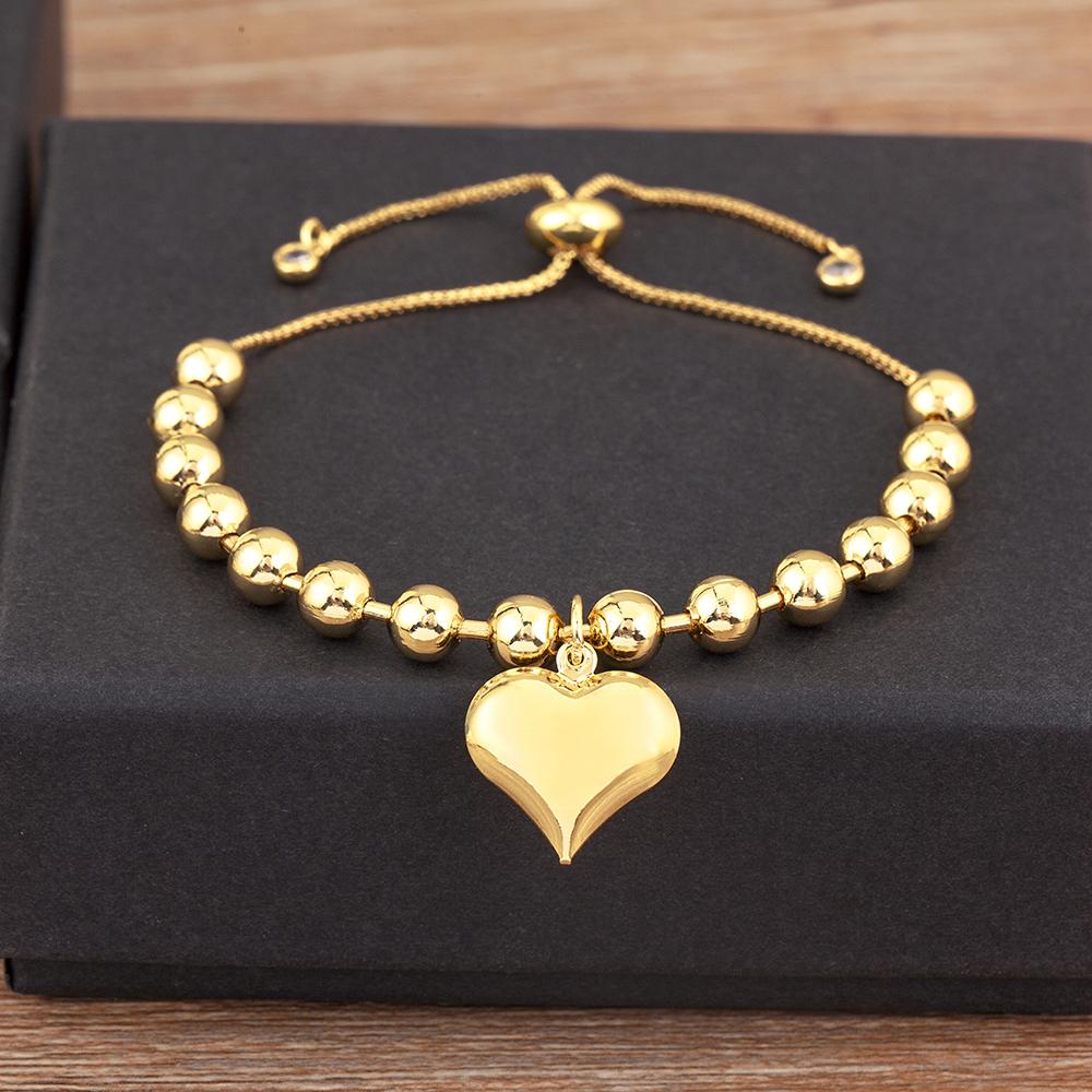 Nidin New Retro Love Shape Copper Beads 4mm/6mm/8mm Charm Bracelets For Female Birthday Party Jewelry Accessories Fine Gifts