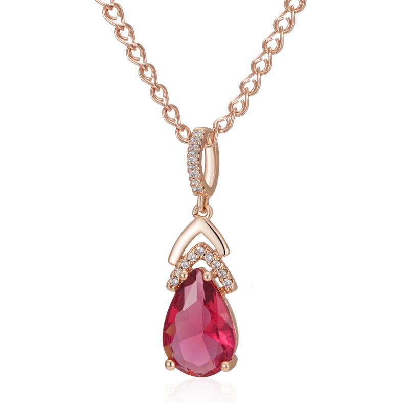 Roter Wassertropfen Natürlicher Zirkon Anhänger Halskette Für Damen Mode Roségold Farbe Vintage Party Feiner Täglicher Schmuck beige