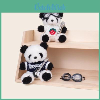 Music Pilot Panda Plush Keychain With Guitar And Microphone Design For Gift And Collectors