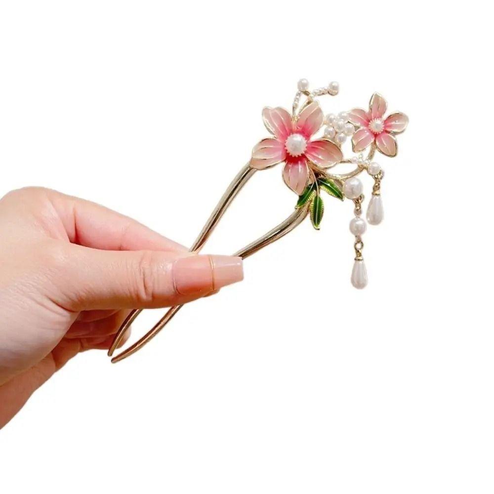 Classical U Shape Hair Fork Vintage Chinese Hair Clip Pearl Tassel Hair Stick Gifts