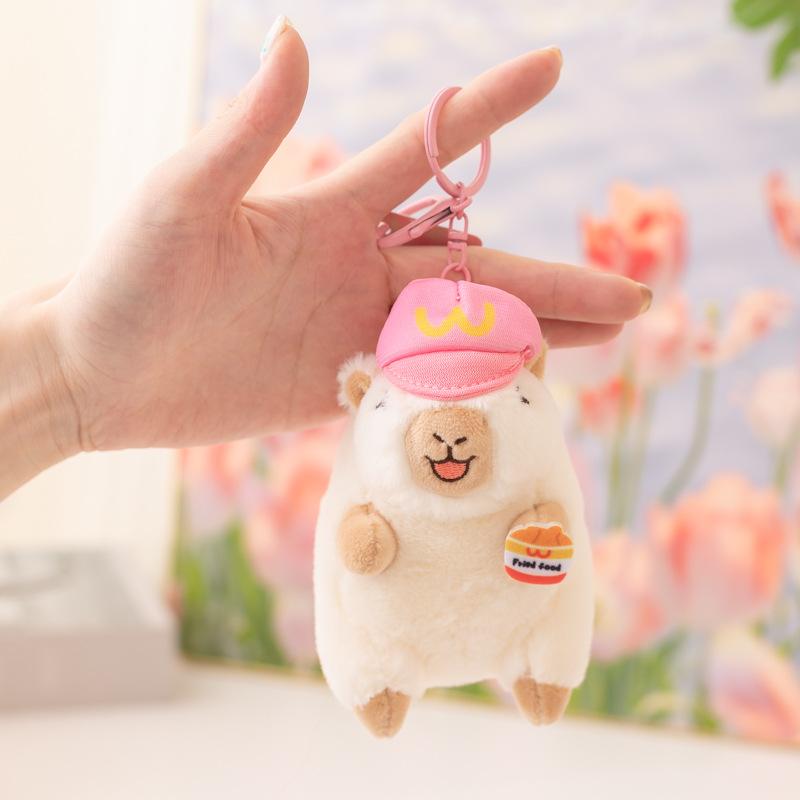 Cartoon Capibara Capybara Doll Plush Toy Hamburger Capybara Panda Small Pendant Bag Keychain