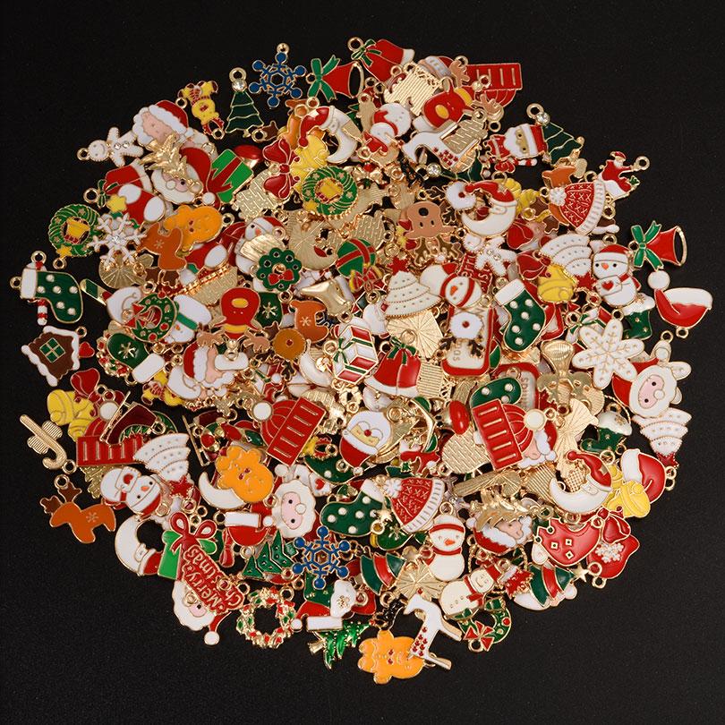 Random Mixed Christmas Pendantcharms For Jewelry Making Bulk Xmas Charm Natale Diy Small Gifts Accessories Breloque Bijoux Noël