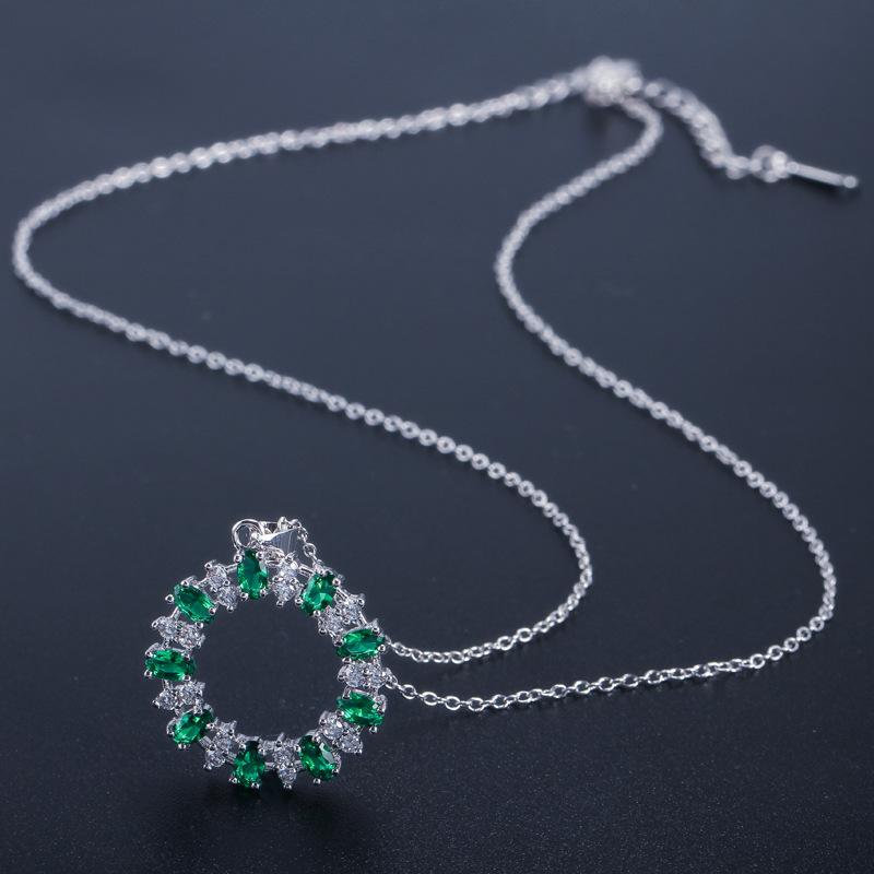 Ki0064 Popular Women'S Jewelry Set, Earrings, Necklace, Aaa Zircon Hollow Loop Cover Chain