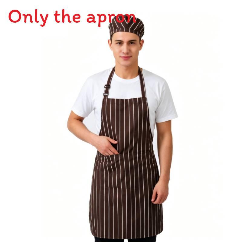 Striped And Peppers Print Sleeveless Apron For Restaurant Chefs And Waitstaff
