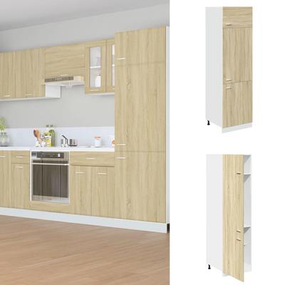 Vidaxl Refrigerator Cabinet, Sonoma Oak Color 60X57X207 Cm, Chipboard