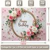 Birthday Party Backdrop Pink Polyester Banner Photo Booth Decoration 14