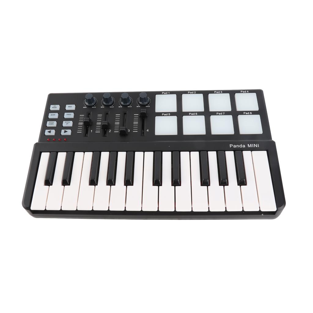 25 Key Ultra Portable USB MIDI Keyboard Controller with 8 Colorful Backlit Trigger Pads
