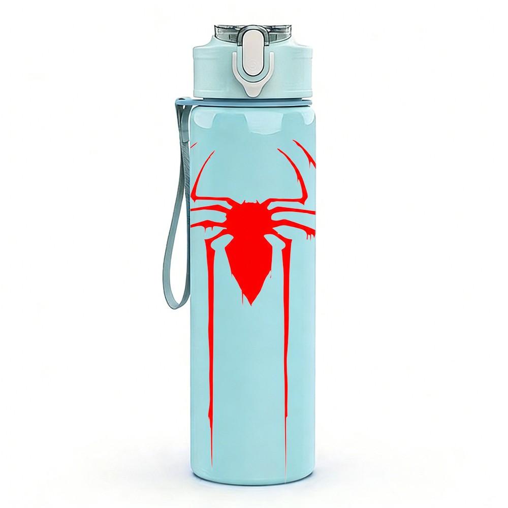 1PC Spider Mask Hero Symbol 750ml Color Plastic Sports Water Bottle Leakproof Flip Straw Lid Suitable for Sports Office Home Use