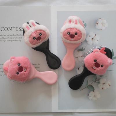 Cartoon Beaver Mini Air Cushion Comb & Mirror Set - Cute, Soft, Portable Comb for Girls