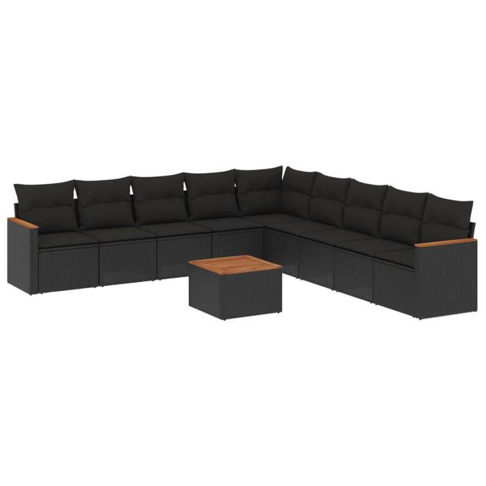 VidaXL Garden Lounge Set with Cushions 10 Pcs, Patio Sofas, Patio Furniture Set, Outdoor Furniture, Black 3258464