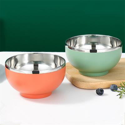 12cm 304 Stainless Steel Kids Rice Bowl Double Layer Insulated Cereal Bowl Anti-Scalding Child Food Container Kitchen Tableware