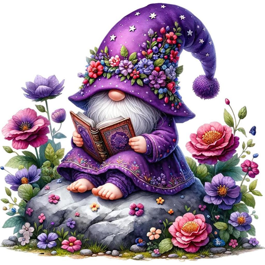 Gnome 5D DIY Full Drill Round Diamond Painting Kit for Home Wall Decoration