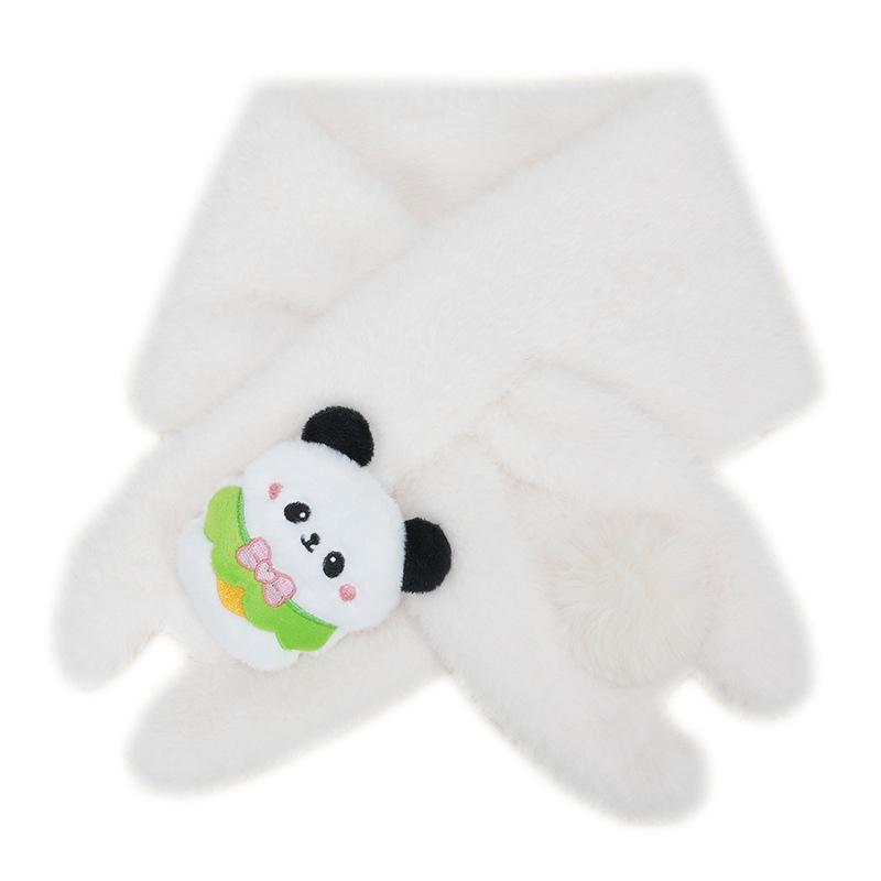Women’s Cute Korean Faux Rabbit Fur Scarf: Thick, Warm, Plush, Versatile Neck Warmer for Autumn & Winter; Trendy Style for Students & Children.