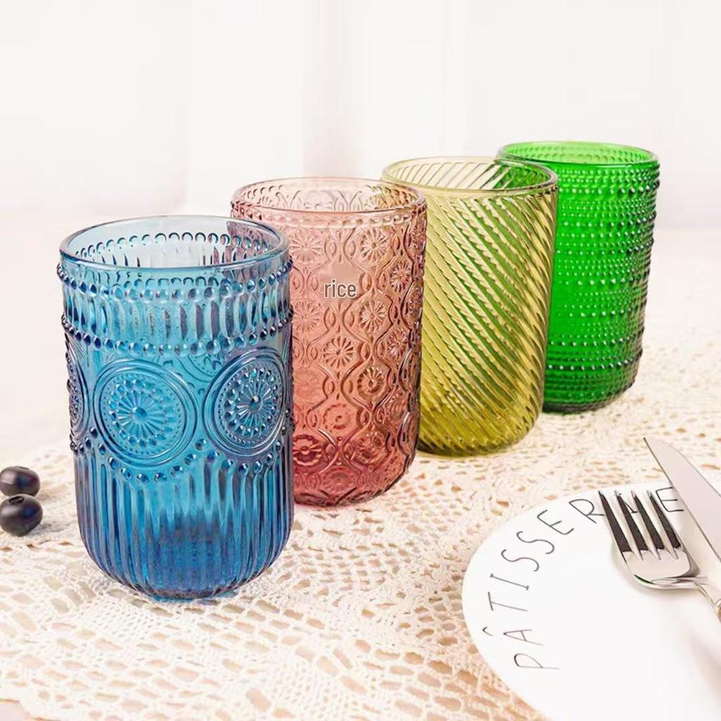 Retro skleněný pohár v lehkém luxusním stylu: Univerzální pro vodu, ústní vodu, džus, mléko, pivo a whisky - Zesílený design