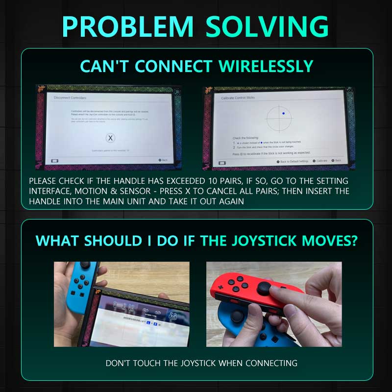 Wireless Joypad Controllers for Switch, Switch OLED, Switch Lite - Turbo, Wake-Up, RGB Lighting