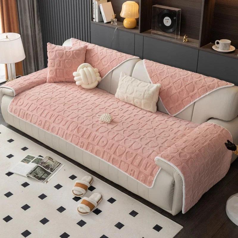New Comfortable Cotton Plush Sofa Cushion Winter Anti-skid Thickened Seat Cushion  Selling Plush Leather Sofa Covers Mat