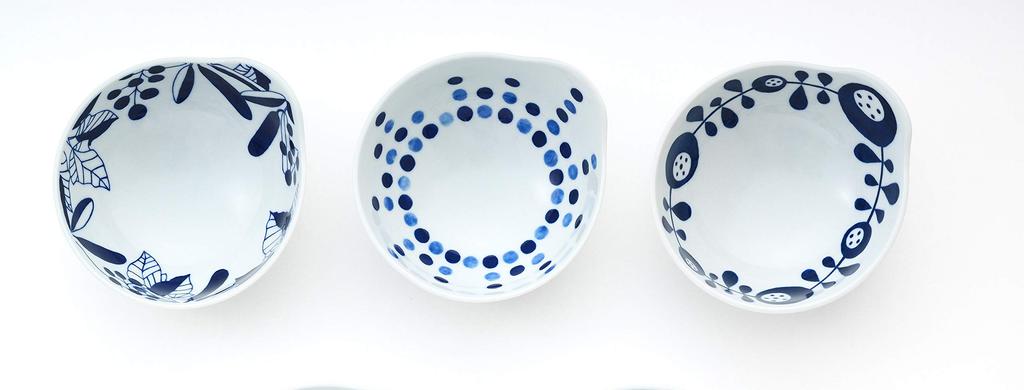 Nishinippon Toki Tableware Bowl Set of Arita Bowls with Alternating Approximately Diameter x Widest Point x Navy and Product 20327284 3, Ware,