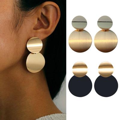 1 Pair Geometric Studs Earrings Shiny Metal Small Large Round Sheet Dainty Minimalist Hypoallergenic Women Girls Earrings Fashion Jewelry Gift