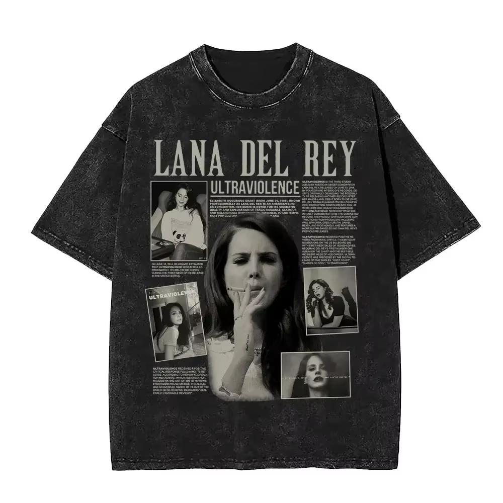T-shirt Grafica Lana Del Rey Occhi Vintage Lavata Uomo Donna Moda T-shirt Oversize a Maniche Corte Maschile Casual Cotone