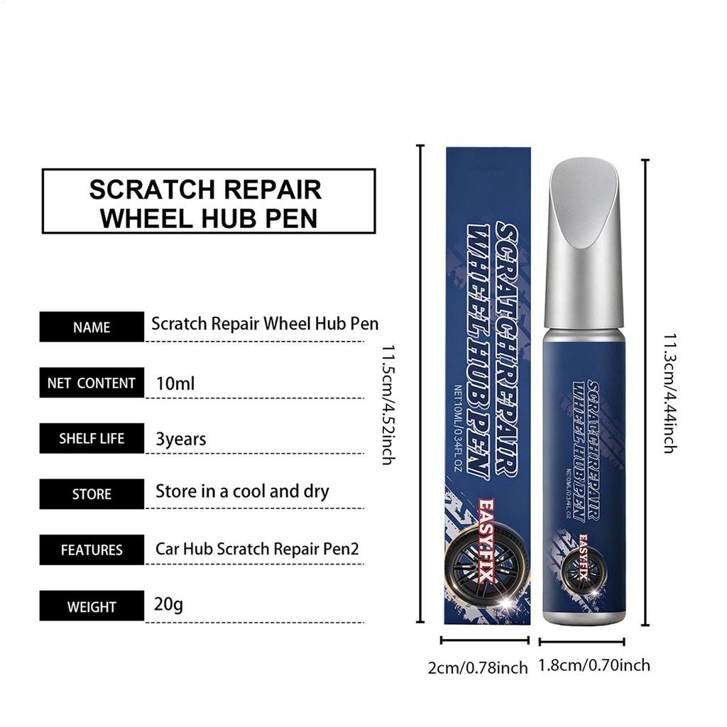 Tinta para Jante de Carro 10ml Caneta de Reparação de Riscos de Precisão Removedor de Riscos de Jante de Precisão Para Casa Garagem Oficina Danos Menores no Veículo