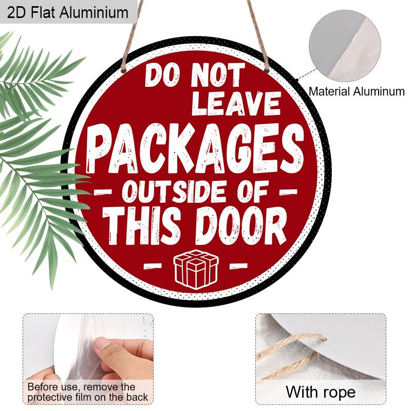 2D Flat 1pc Metro Warning Aluminium Decoration Aluminium Plaque, "DO NOT LEAVE PACKAGES Outside This Door" Lettering Sign, Apartment Entry Decor