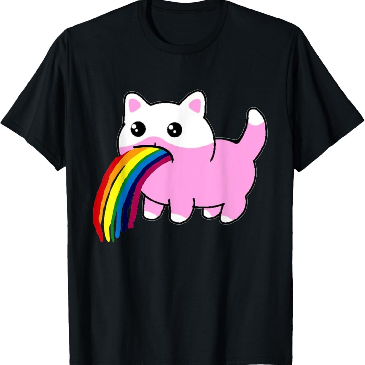 

Funny cat Rainbow tongue meme T-Shirt XXXXXL чорний