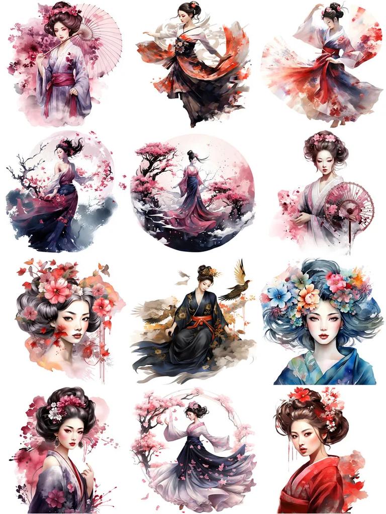 12Pcs/Pack Japanese Girls Sticker DIY Craft Scrapbooking Album Junk Journal Decorative Stickers