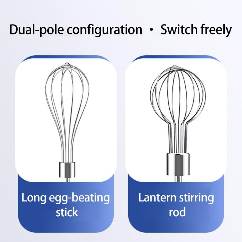Small Handheld Mixer 3 Speed Mode Wireless Operation Foldable Storage Double Stainless Steel Whisks Attachments