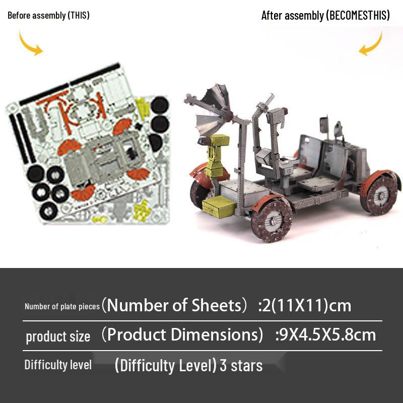 

Аполлон Лунный Ровер Пазл из нержавеющей стали 3D Игрушка - Сборная модель DIY без клея